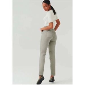 Spanx L Stretch Twill Straight Leg Pull On Pockets Jeans Pants XS NWT 138 OLIVE